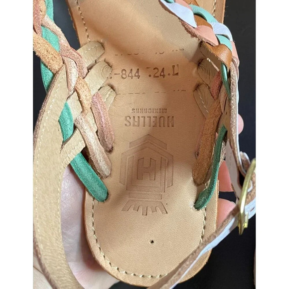 Huellas Braided Strappy Leather Flat Sandals Multicolor Adjustable Buckle Size 6 - Picture 7 of 10